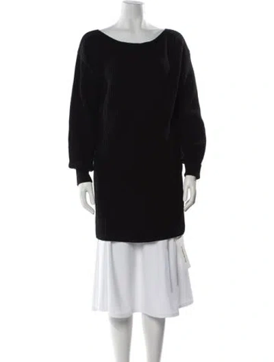 Pre-owned Intermix Wool Bateau Neckline Sweater In Black