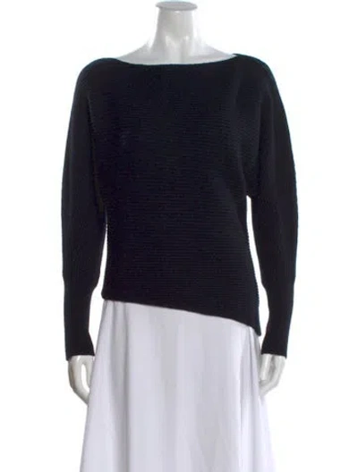 Pre-owned Intermix Wool Bateau Neckline Sweater In Black