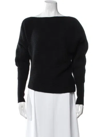 Pre-owned Intermix Wool Bateau Neckline Sweater In Black
