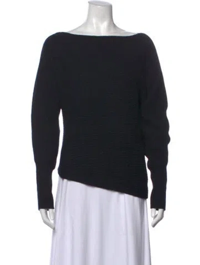 Pre-owned Intermix Wool Bateau Neckline Sweater In Black