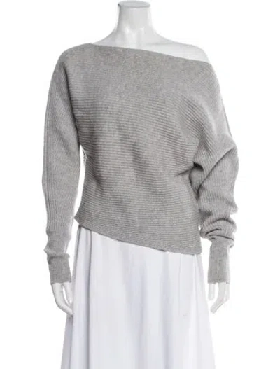 Pre-owned Intermix Wool Bateau Neckline Sweater In Gray