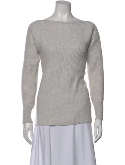 Pre-owned Intermix Wool Bateau Neckline Sweater In Gray