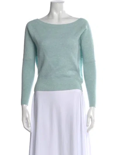 Pre-owned Intermix Wool Bateau Neckline Sweater In Green