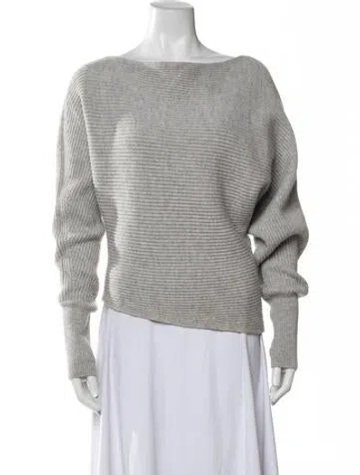 Pre-owned Intermix Wool Bateau Neckline Sweater In Grey