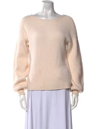 Pre-owned Intermix Wool Bateau Neckline Sweater In Neutral