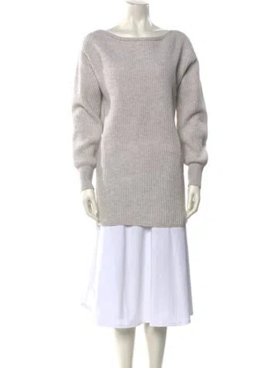 Pre-owned Intermix Wool Bateau Neckline Sweater In Neutral