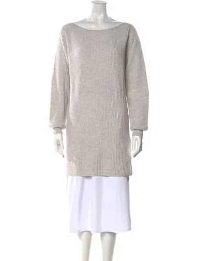 Pre-owned Intermix Wool Bateau Neckline Sweater In Neutral