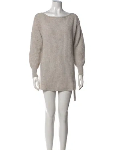 Pre-owned Intermix Wool Bateau Neckline Sweater In Neutral