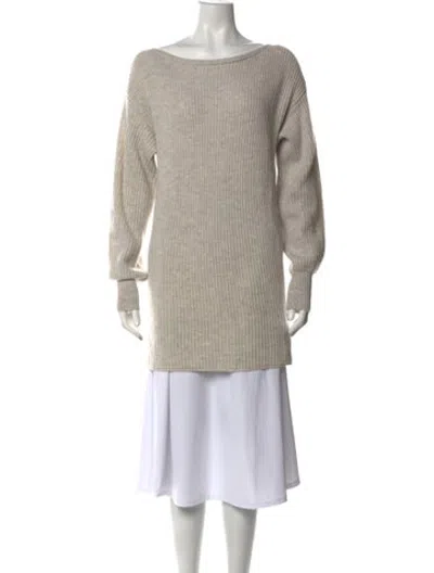Pre-owned Intermix Wool Bateau Neckline Sweater In Neutrals