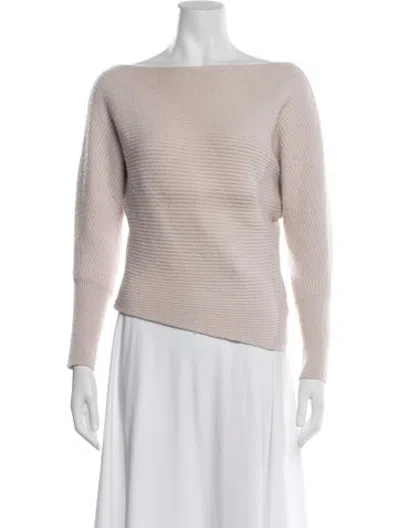 Pre-owned Intermix Wool Bateau Neckline Sweater In Pink