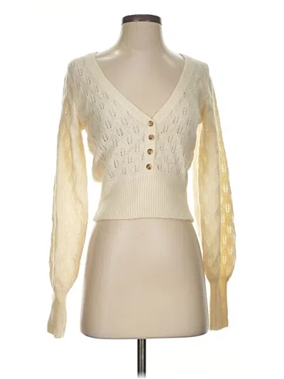 Pre-owned Intermix Wool Cardigan Sweater In Ivory