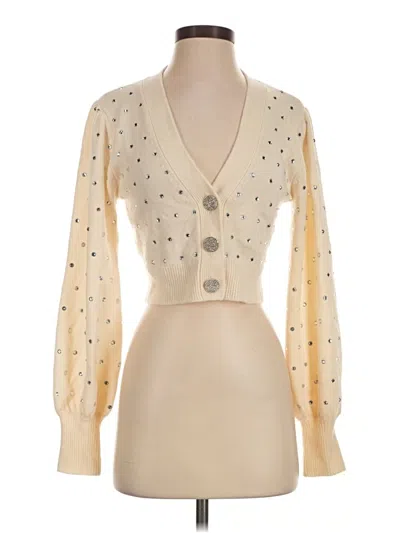 Pre-owned Intermix Wool Cardigan Sweater In Tan