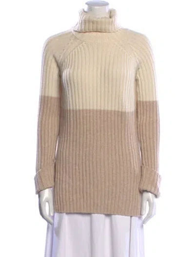 Pre-owned Intermix Wool Colorblock Pattern Sweater In Neutral
