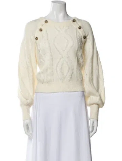 Pre-owned Intermix Wool Crew Neck Sweater In White