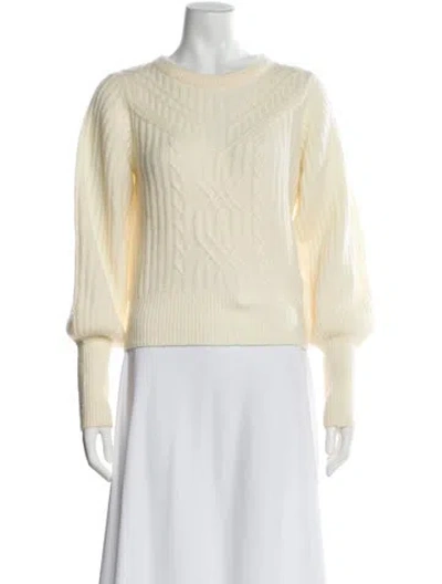 Pre-owned Intermix Wool Crew Neck Sweater In White