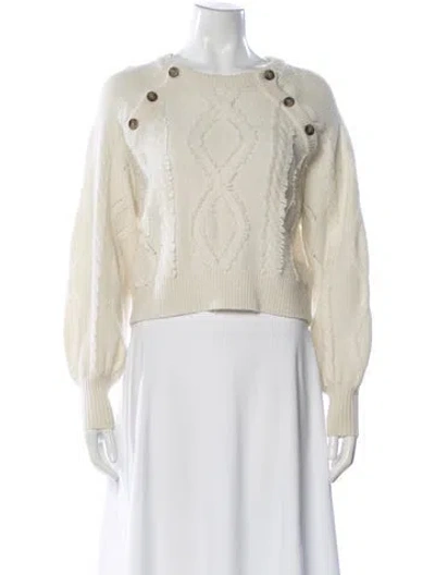 Pre-owned Intermix Wool Crew Neck Sweater In White