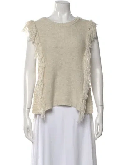 Pre-owned Intermix Wool Crew Neck Sweater In White