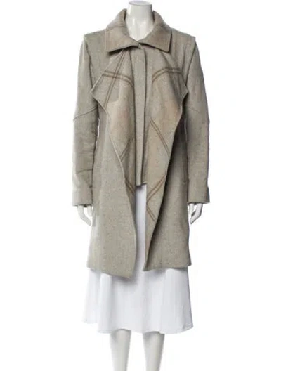 Pre-owned Intermix Wool Faux Fur Coat In Gray