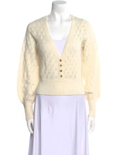 Pre-owned Intermix Wool Lace Pattern Sweater In Neutral