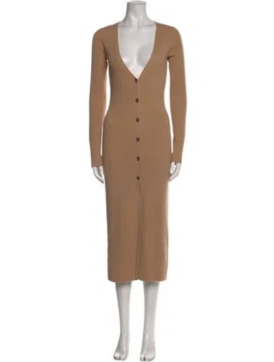 Pre-owned Intermix Wool Long Dress In Brown