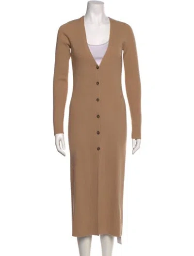 Pre-owned Intermix Wool Long Dress In Brown