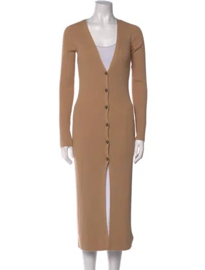 Pre-owned Intermix Wool Long Dress In Neutral
