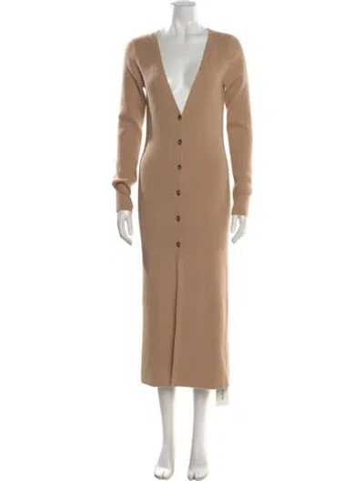 Pre-owned Intermix Wool Long Dress In Neutral