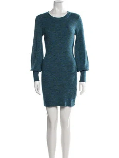 Pre-owned Intermix Wool Mini Dress In Blue