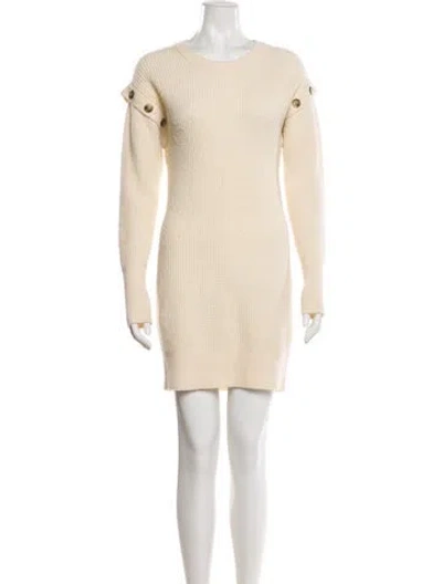 Pre-owned Intermix Wool Mini Dress In Neutral