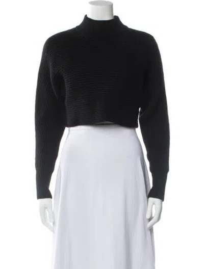 Pre-owned Intermix Wool Mock Neck Sweater In Black