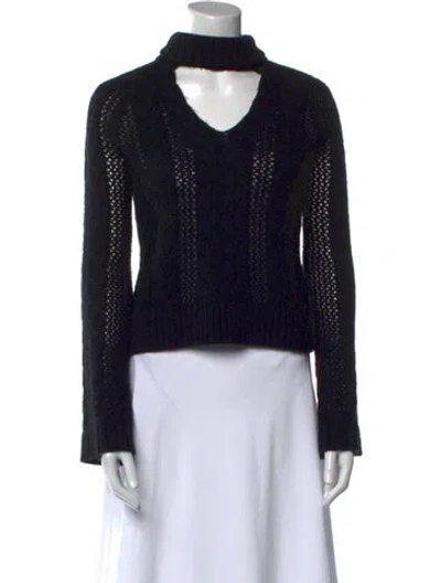 Pre-owned Intermix Wool Mock Neck Sweater In Black