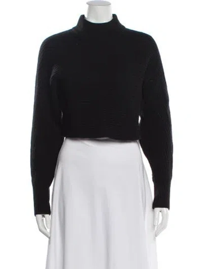 Pre-owned Intermix Wool Mock Neck Sweater In Black