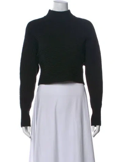 Pre-owned Intermix Wool Mock Neck Sweater In Black