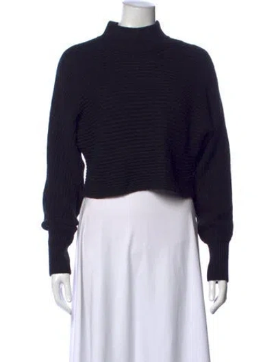 Pre-owned Intermix Wool Mock Neck Sweater In Black