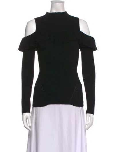 Pre-owned Intermix Wool Mock Neck Sweater In Black