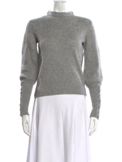Pre-owned Intermix Wool Mock Neck Sweater In Grey