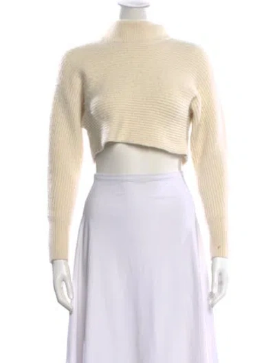 Pre-owned Intermix Wool Mock Neck Sweater In Neutral