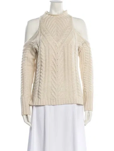 Pre-owned Intermix Wool Mock Neck Sweater In Neutral