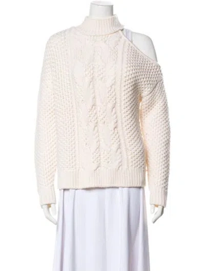 Pre-owned Intermix Wool Mock Neck Sweater In Neutral