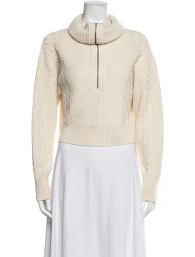 Pre-owned Intermix Wool Mock Neck Sweater In Neutral