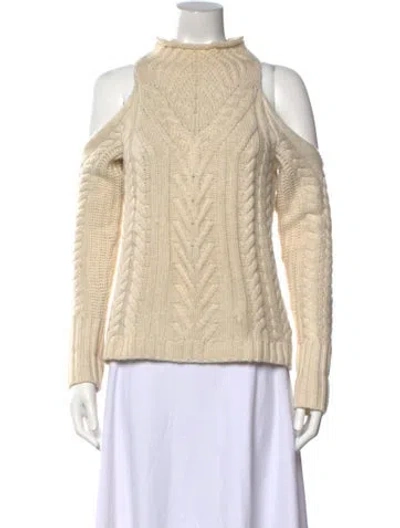 Pre-owned Intermix Wool Mock Neck Sweater In Neutrals