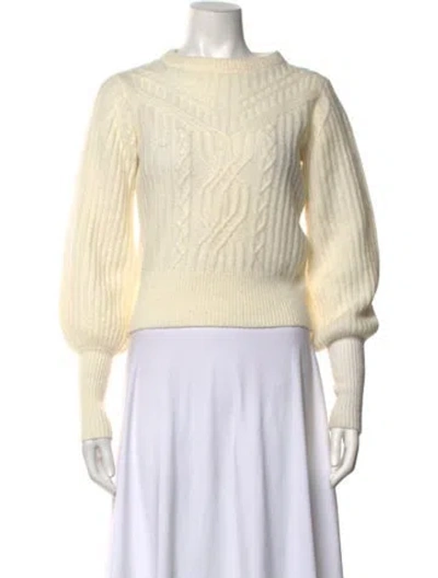 Pre-owned Intermix Wool Mock Neck Sweater In White