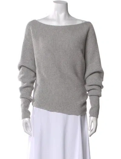 Pre-owned Intermix Wool Off-the-shoulder Sweater In Gray