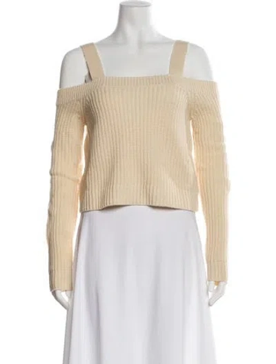 Pre-owned Intermix Wool Off-the-shoulder Sweater In Neutral