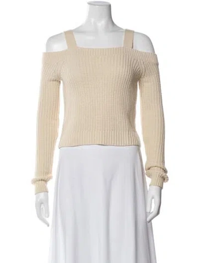 Pre-owned Intermix Wool Off-the-shoulder Sweater In Neutral