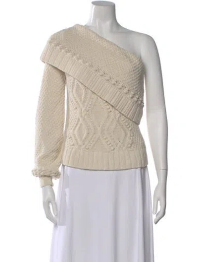 Pre-owned Intermix Wool One-shoulder Sweater In Neutral