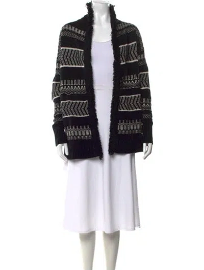 Pre-owned Intermix Wool Patterned Sweater In Black