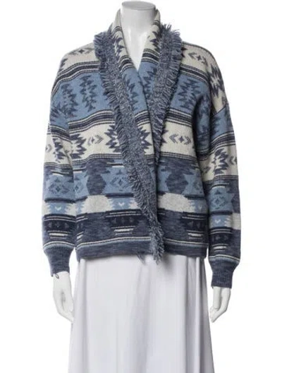 Pre-owned Intermix Wool Patterned Sweater In Blue/white