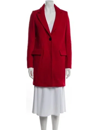 Pre-owned Intermix Wool Peacoat In Red