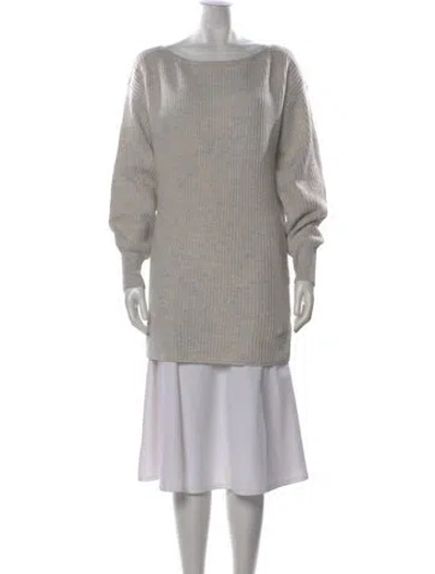 Pre-owned Intermix Wool Scoop Neck Sweater In Gray